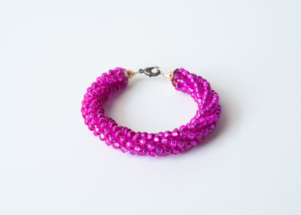 pink chech glass bracelet