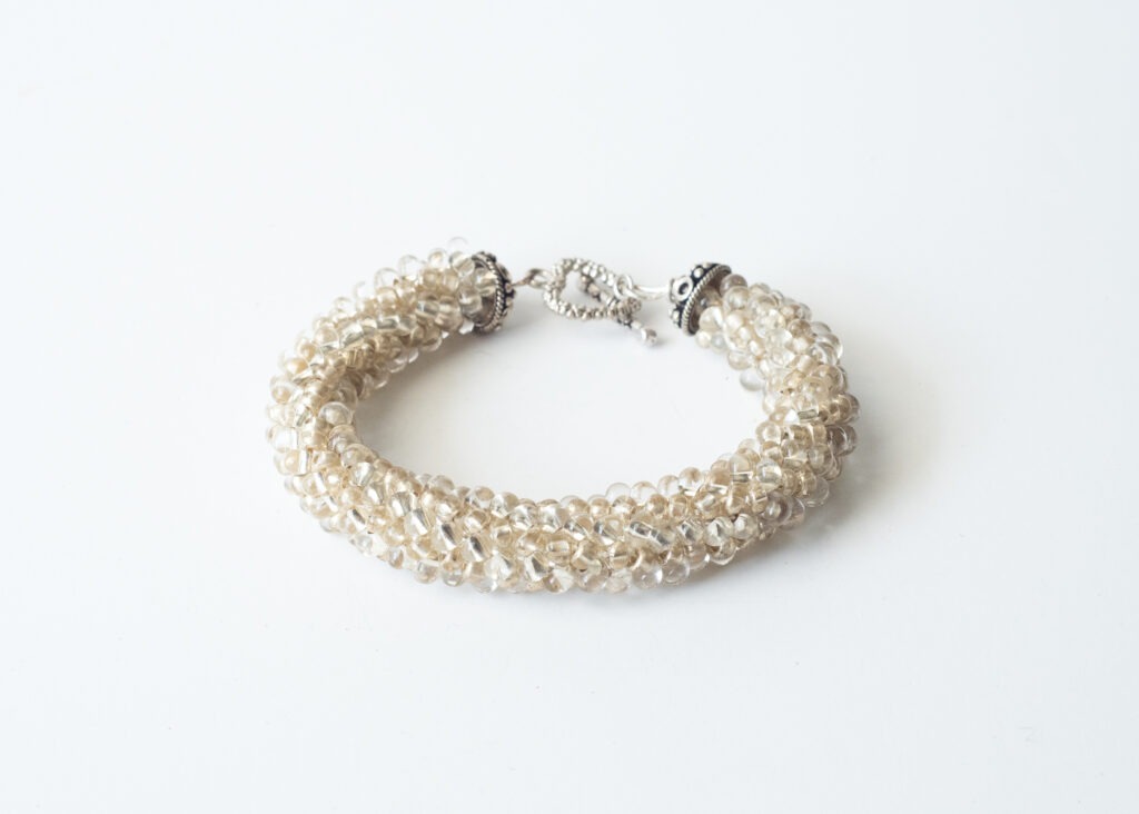 white chech glass bracelet